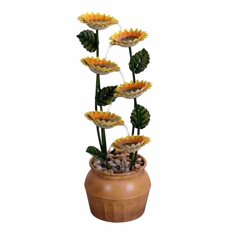 Cascading Sunflower Outdoor Garden Water Fountain - 33.75"