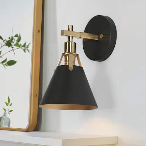 Modern 1-Light Gold Black Vanity Light Lantern Wall Sconce