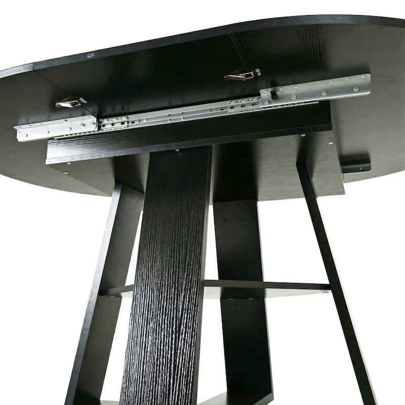 43.3"-59" Extendable Round Dining Table with Storage Shelf