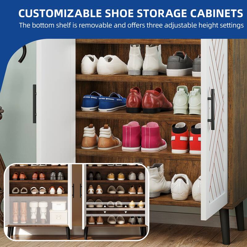 Moasis 5-Tier Shoe Storage Cabinet with Doors For Entryway Living Room