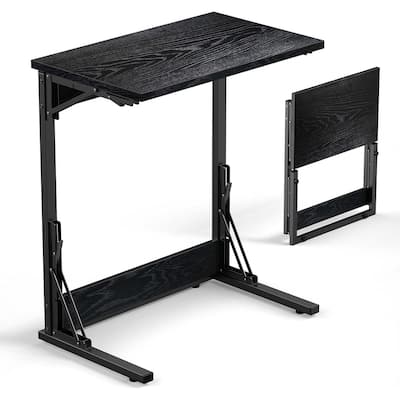 24" Folding C Shaped End Table, Small Sofa Side Laptop Desk