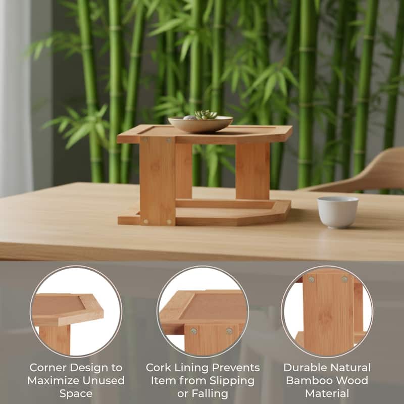 3-Tier Bamboo Corner Shelf - Natural Wood Space Saving Rack by Lavish Home