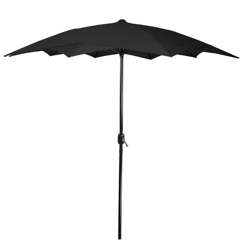 8.5ft Outdoor Patio Lotus Umbrella with Hand Crank, Black