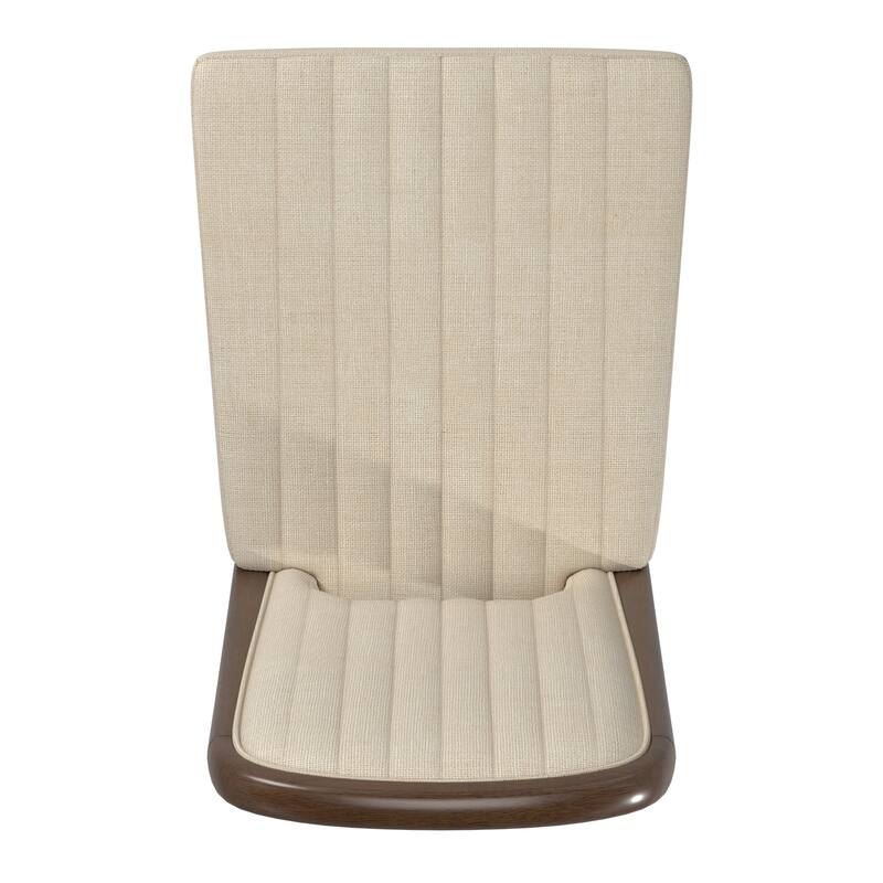 Harstad Wood Finish Cream Fabric Channel Stitching Dining Chair (Set of 2) by iNSPIRE Q Modern