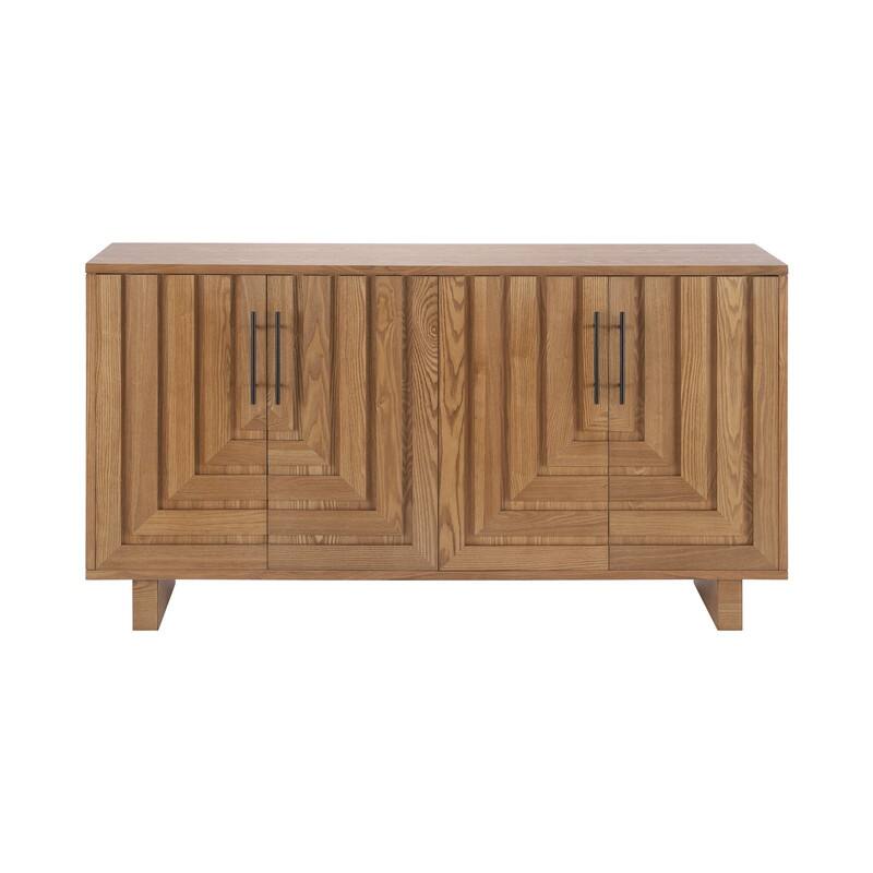 Modern 59" Sideboard Storage Cabinet with 4-Door and Metal Handles for Home Organization