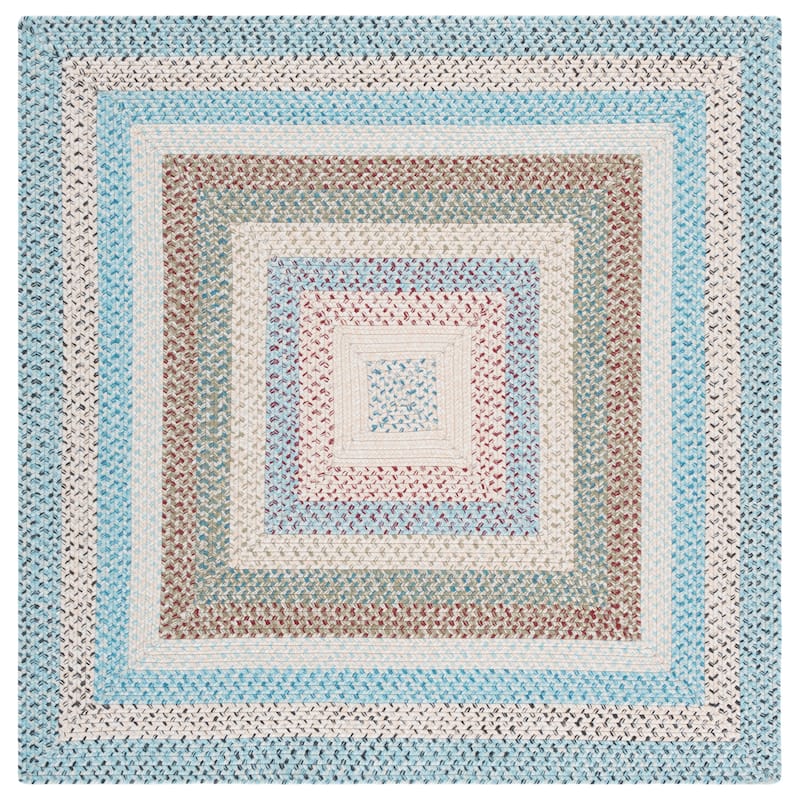SAFAVIEH Handmade Braided Robena Machine Washable Country Rug - Beige/Light Blue - 3' Square - Square