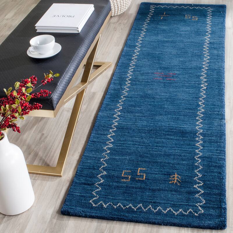 SAFAVIEH Handmade Himalaya Karly Modern Wool Rug - 2'3" x 14' Runner - Blue