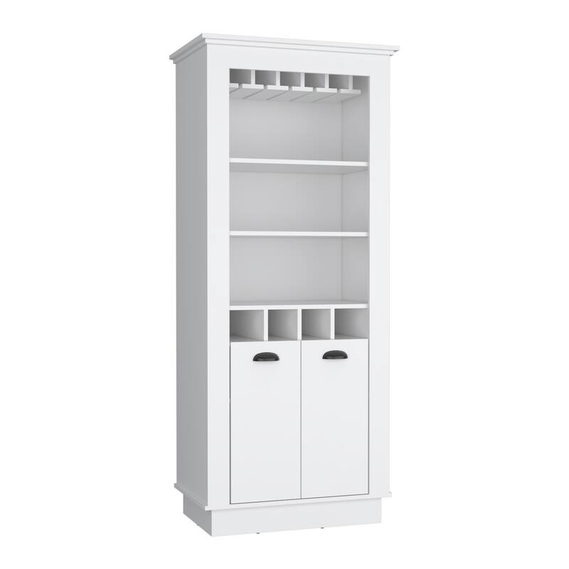 Lafayette Bar Cabinet with 4-Bottle Rack, Upper Glass Holder and Dual Door Design