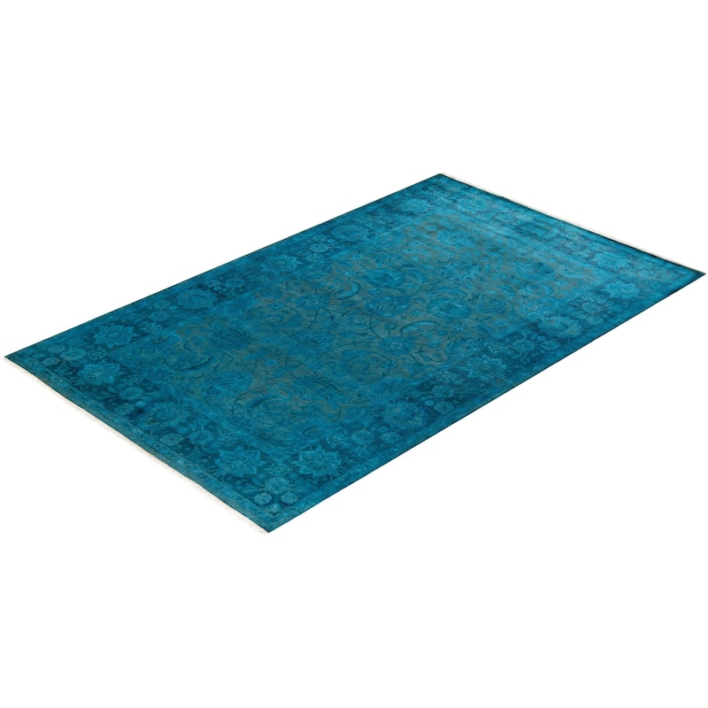 Fine Vibrance, One-of-a-Kind Hand-Knotted Area Rug - Blue, 4' 7" x 7' 6" - 4' 7" x 7' 6"