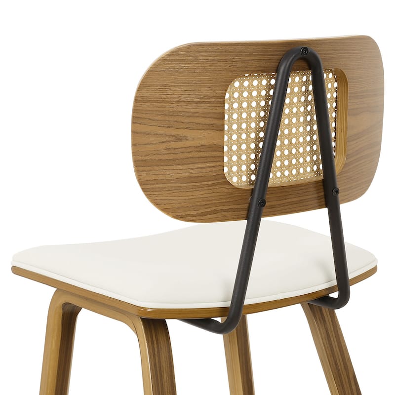 26-inch Wood Counter Height Bar Stools with Rattan Back