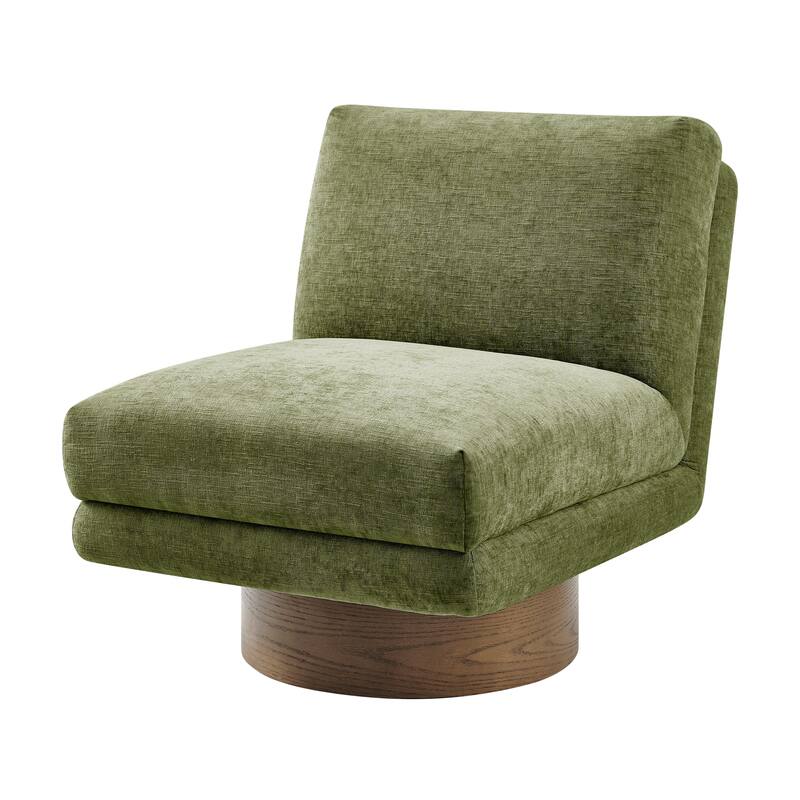 NPD Furniture Zenda Fabric Swivel Accent Chair with Wooden Base - Millburry Green