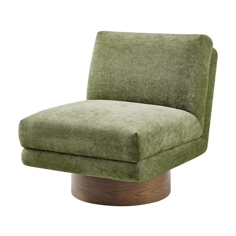 NPD Furniture Zenda Fabric Swivel Accent Chair with Wooden Base