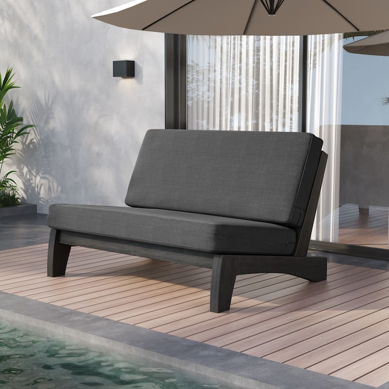 Sectional Wood Furniture 2 Seat Armless Patio Sofa - Loveseat/Whole cushion - Dark Grey/Loveset
