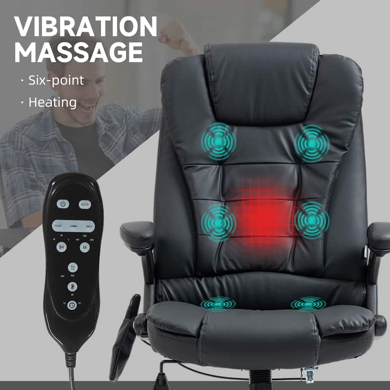 Ergonomic Massage Executive Office Chair Adjustable High Back Recliner Chair Padded Armchair with Lumbar Heating