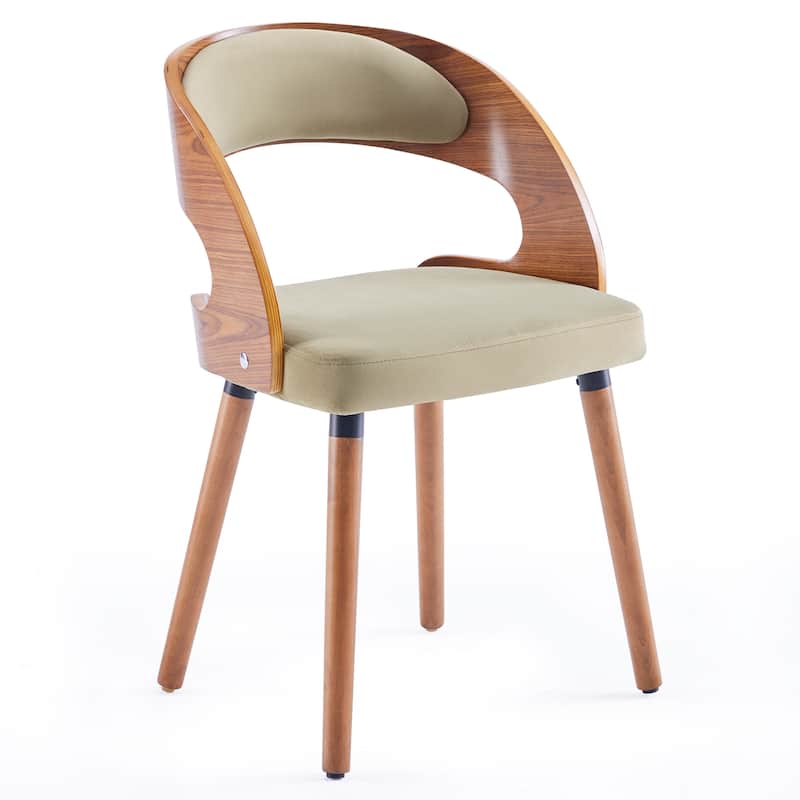 Wood Dining Chairs, Set of 2 Modern Upholstered Dining Chairs with Curved Backrest for Kitchen, Dining Room, Living Room