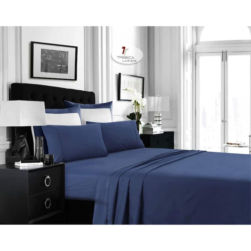 Super Soft Extra Deep Pocket Bed Sheet Set with Oversize Flat - Twin - Moonlight Blue