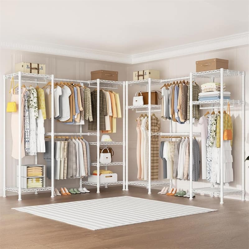Industrial Pipe Clothes Rack with Top Shelf - 14.5"D x 72"W x 71.2"H
