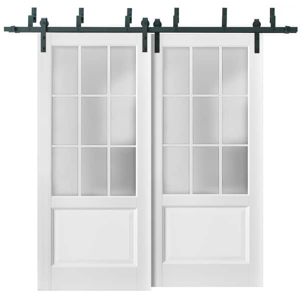 Sliding Frosted Glass Barn Bypass Doors 48 x 80 / Felicia 3309 White ...