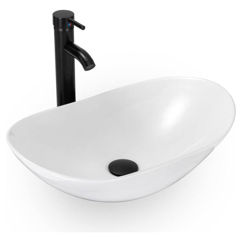 Eclife Artistic Vessel Sinks for Bathroom Vanity Tempered Glass Ceramic Basin - Ceramic boat sink