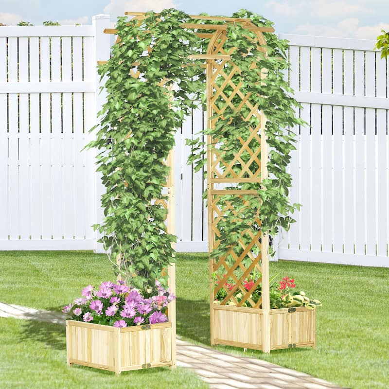 7.5' Wooden Wedding Arch, Garden Arch Arbor for Climbing Plants & Trellis Design, Great for Vines