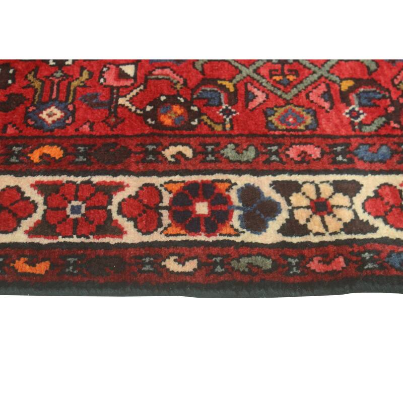 Fine Vintage Distressed Alf Red/Ivory Runner - 3'8" x 10'11"