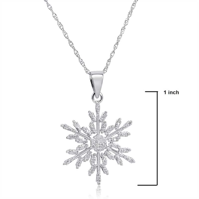 Amanda Rose Collection Diamond Snowflake Pendant-Necklace in Sterling Silver