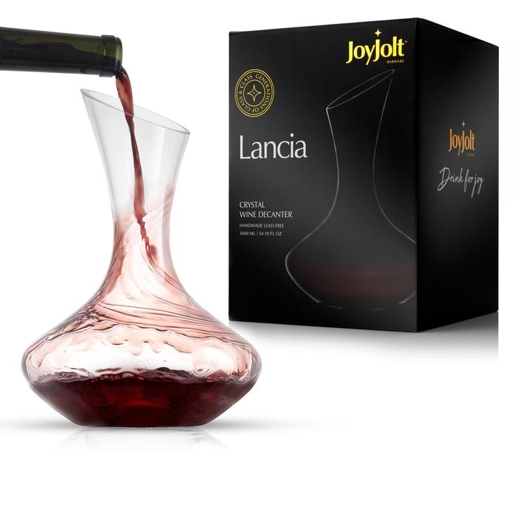 Joyjolt Lancia Hand Blown Non Leaded Crystal Wine Decanter 54 Ounce Red Wine Carafe Overstock 21174053