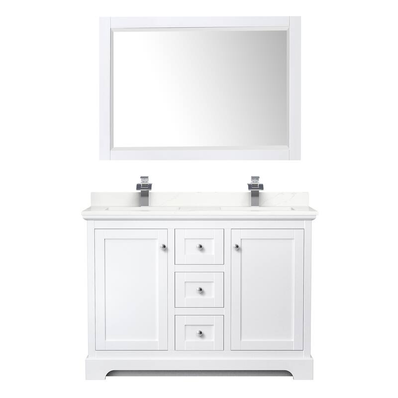 Avery 48-inch Double Vanity, Quartz Top, 46-inch Mirror