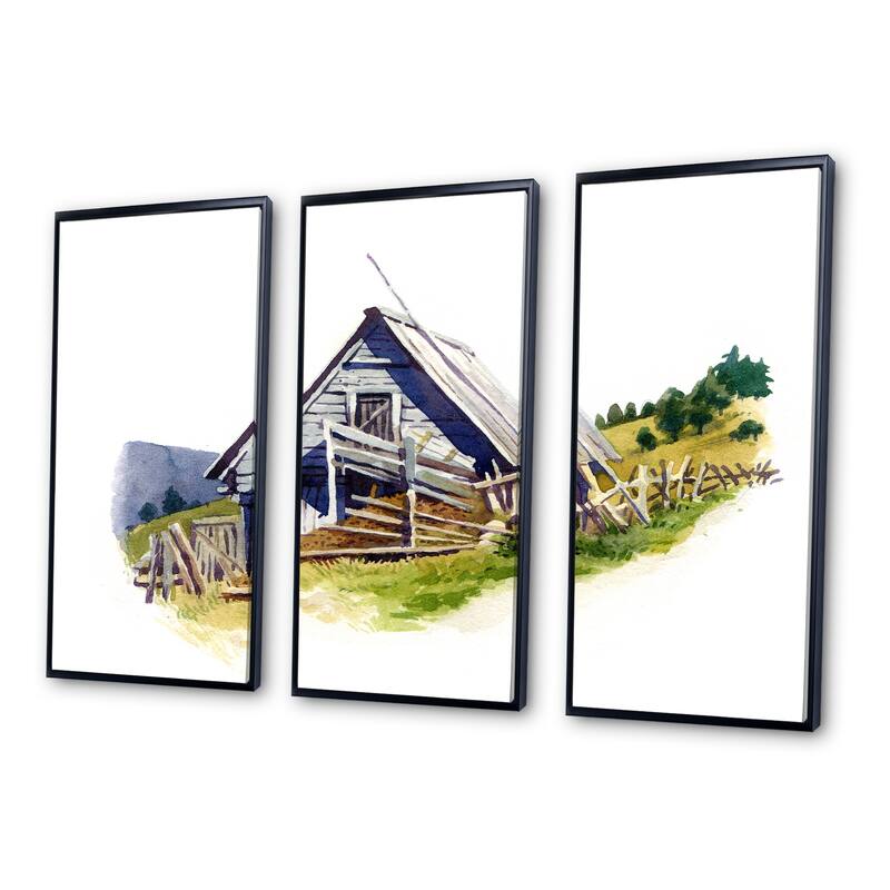 Designart "Old Grey Barn In The Countryside" Vintage Framed Artwork Set