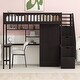 preview thumbnail 3 of 7, Twin Loft Bed with Stairs, Storage, Bookshelf, Desk & Wardrobe