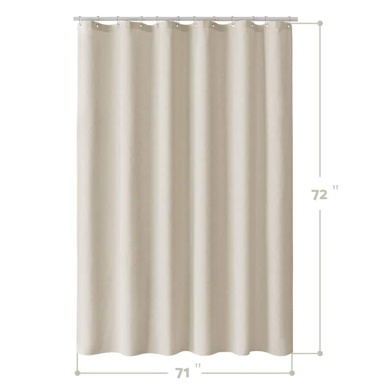 Linen Texture Shower Curtain with 12 Plastic Hooks Included