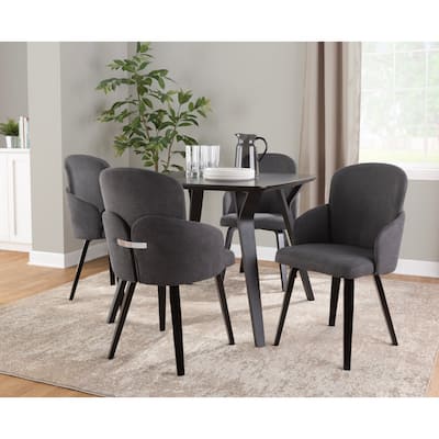 Silver Orchid Dahlia Dining Chair with Wood Legs (Set of 2)