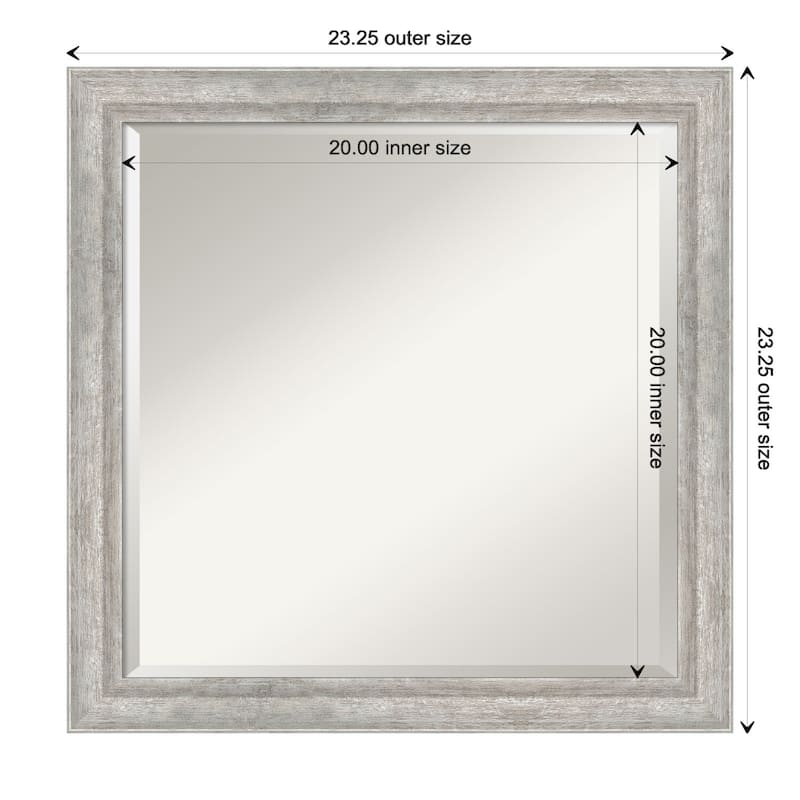 Angled Beveled Wood Framed Bathroom Vanity Wall Mirror - Glass Size 20x20 - Angled Silver