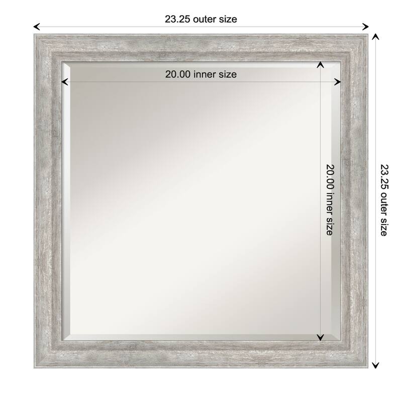 Angled Beveled Wood Framed Wall Mirror - Angled Silver - Glass Size 20x20