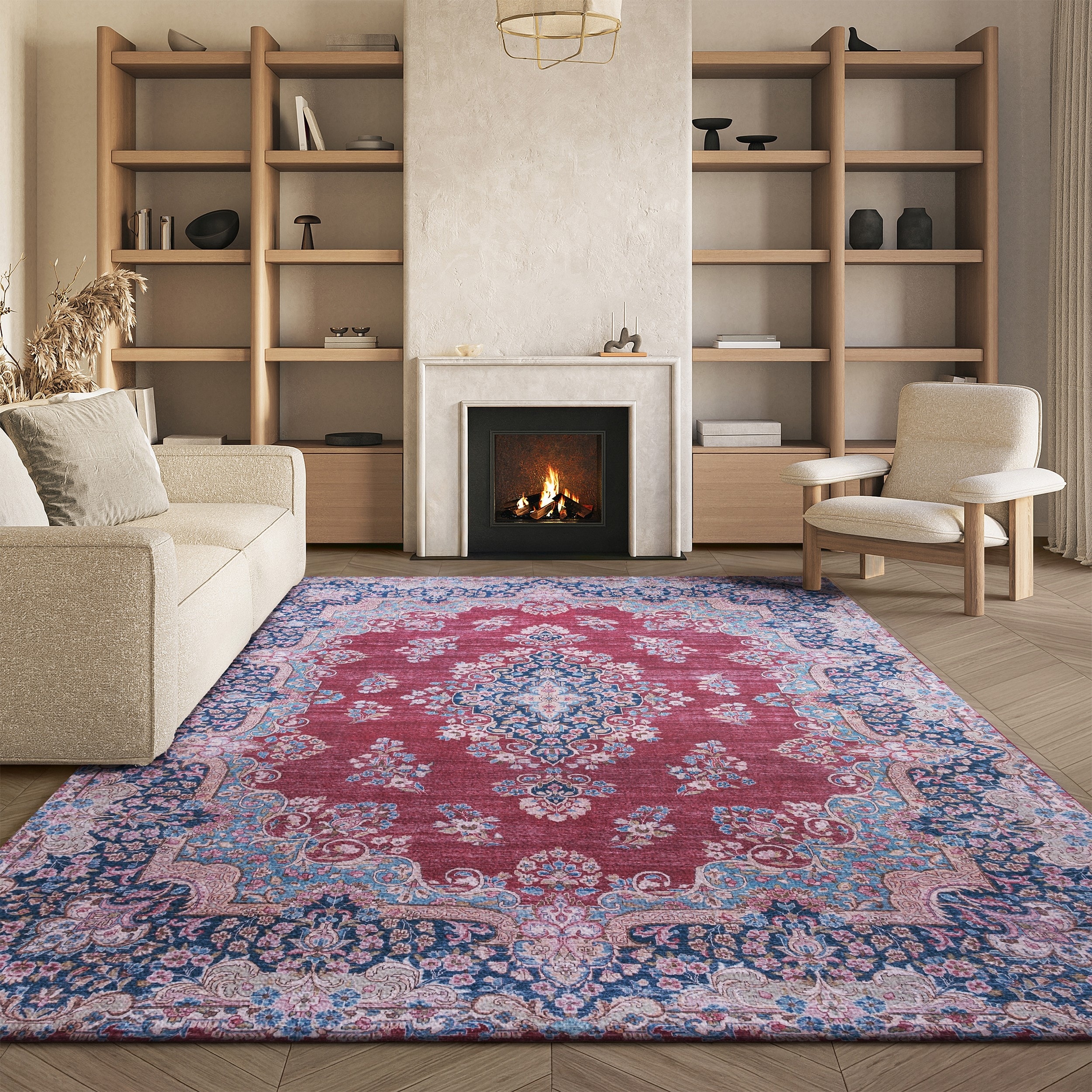 SAFAVIEH, Tucson Machine Washable Slip Resistant Agnita Shabby Chic