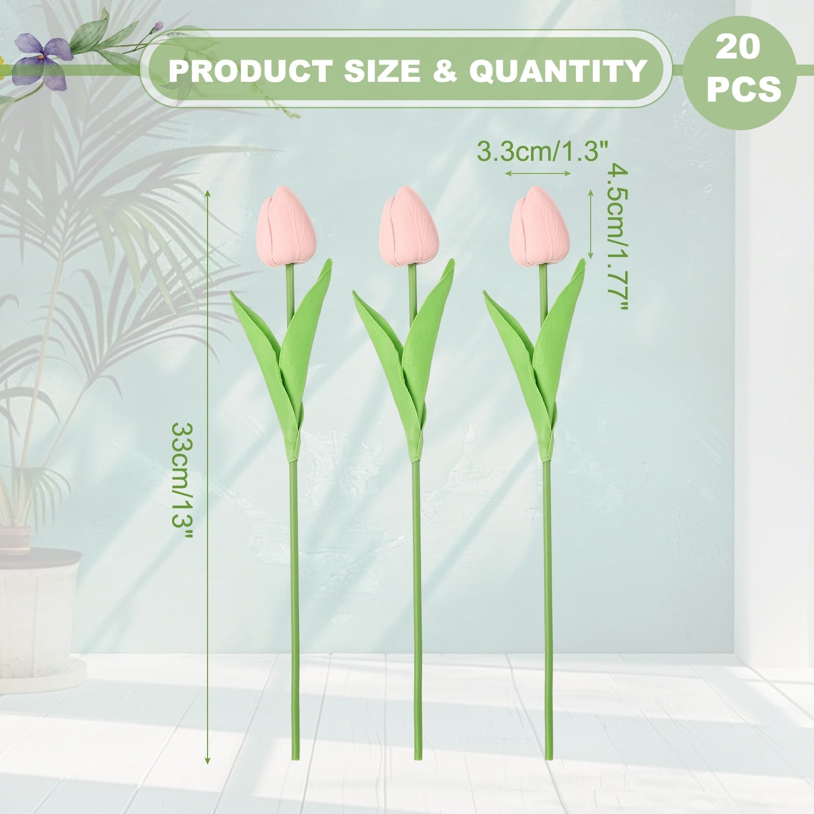 Tulips Artificial Flowers, Faux Flowers Silk Fake Tulip Stems Real Touch for Wedding Bouquet Centerpiece Table Party Decoration