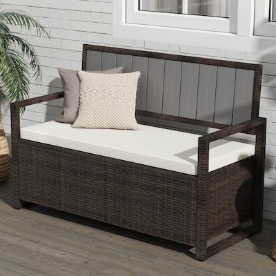 Moasis 70 Gallon Outdoor Storage Bench All-Weather PE Rattan Deck Box