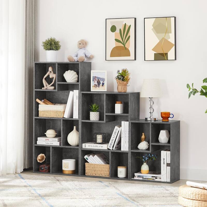 VECELO Wide Wood Organizer Bookcase Sets