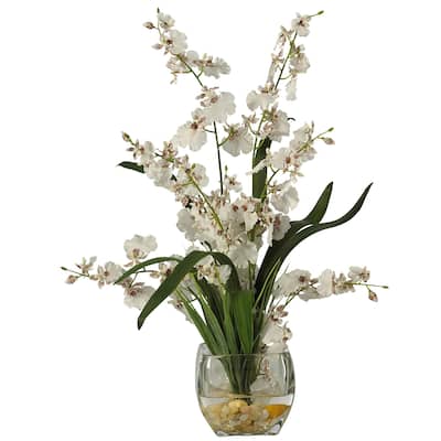 Artificial Orchid Arrangement - Silk Flower DÃ©cor, Realistic Indoor Tree Planter, 12"D x 15"W x 19"H - 19