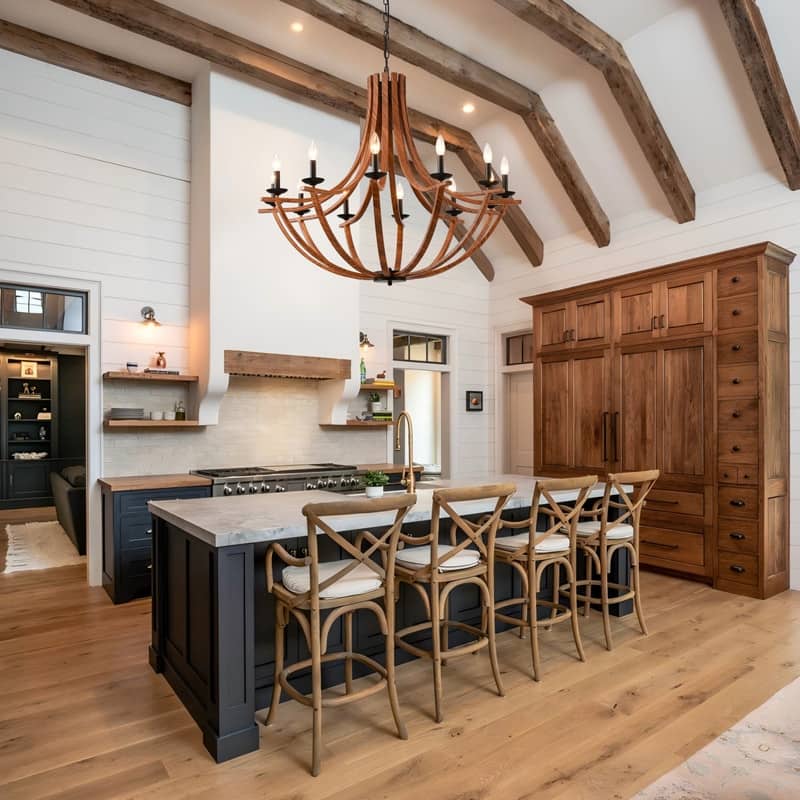 Vintage Industrial Farmhouse Chandelier Adjustable Rustic Lighting for Kitchens & Dining Rooms