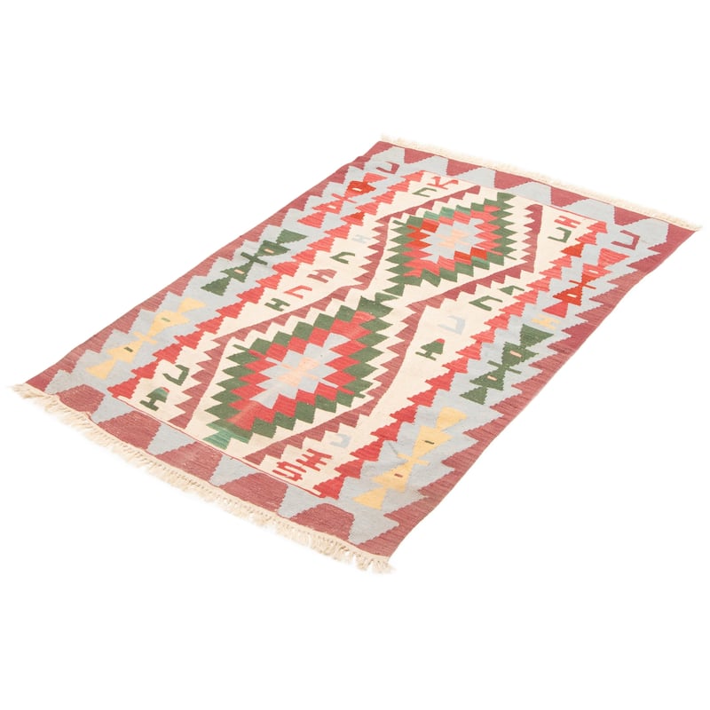 ECARPETGALLERY Flat-Weave Sivas Cream Wool Kilim - 3'10 x 5'10