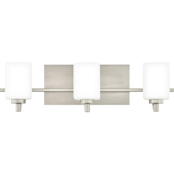 slide 1 of 8, Quoizel Brighton Brushed Nickel 3-light Bath Light