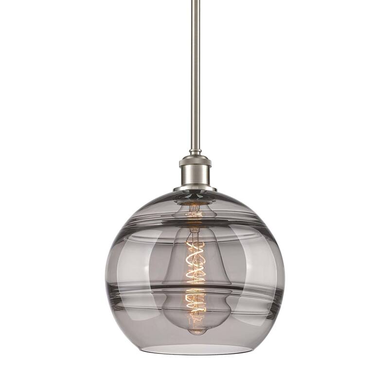 Innovations Lighting 516-1S-12-10 Rochester Pendant Rochester 10" Wide - Brushed Satin Nickel / Light Smoke