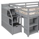 preview thumbnail 37 of 57, Artsy Full Size Loft Bed with Retractable Writing Desk and 3 Drawers, Wooden Loft Bed with Storage Stairs and Shelves, Espresso