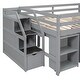 preview thumbnail 16 of 16, Modern Design Loft Bed with Retractable Desk, 3 Drawers, Storage Stairs and Shelves, Full Size, Grey