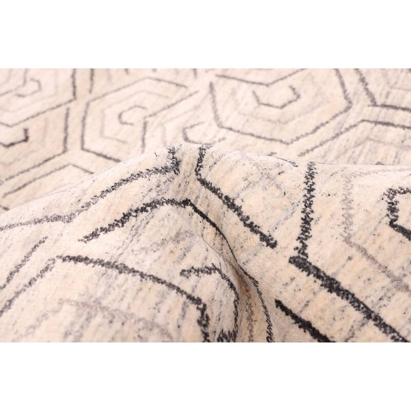 ECARPETGALLERY Hand Loomed Loreto Cream Viscose, Wool Rug - 4'1 x 5'11