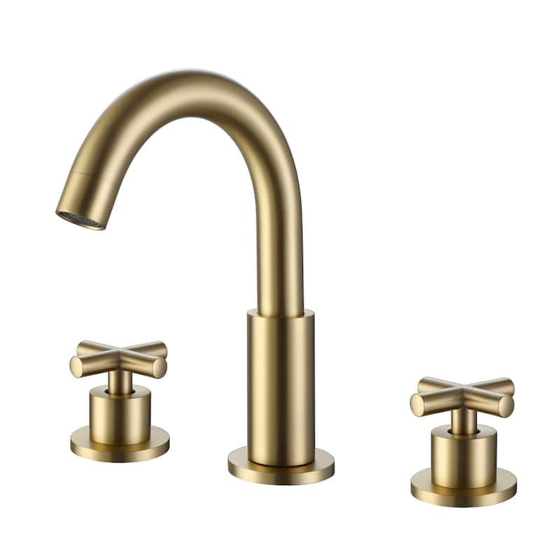 Luxury Brushed Gold 360 Swivel Bathroom Faucet Widespread with 2 Cross Handles