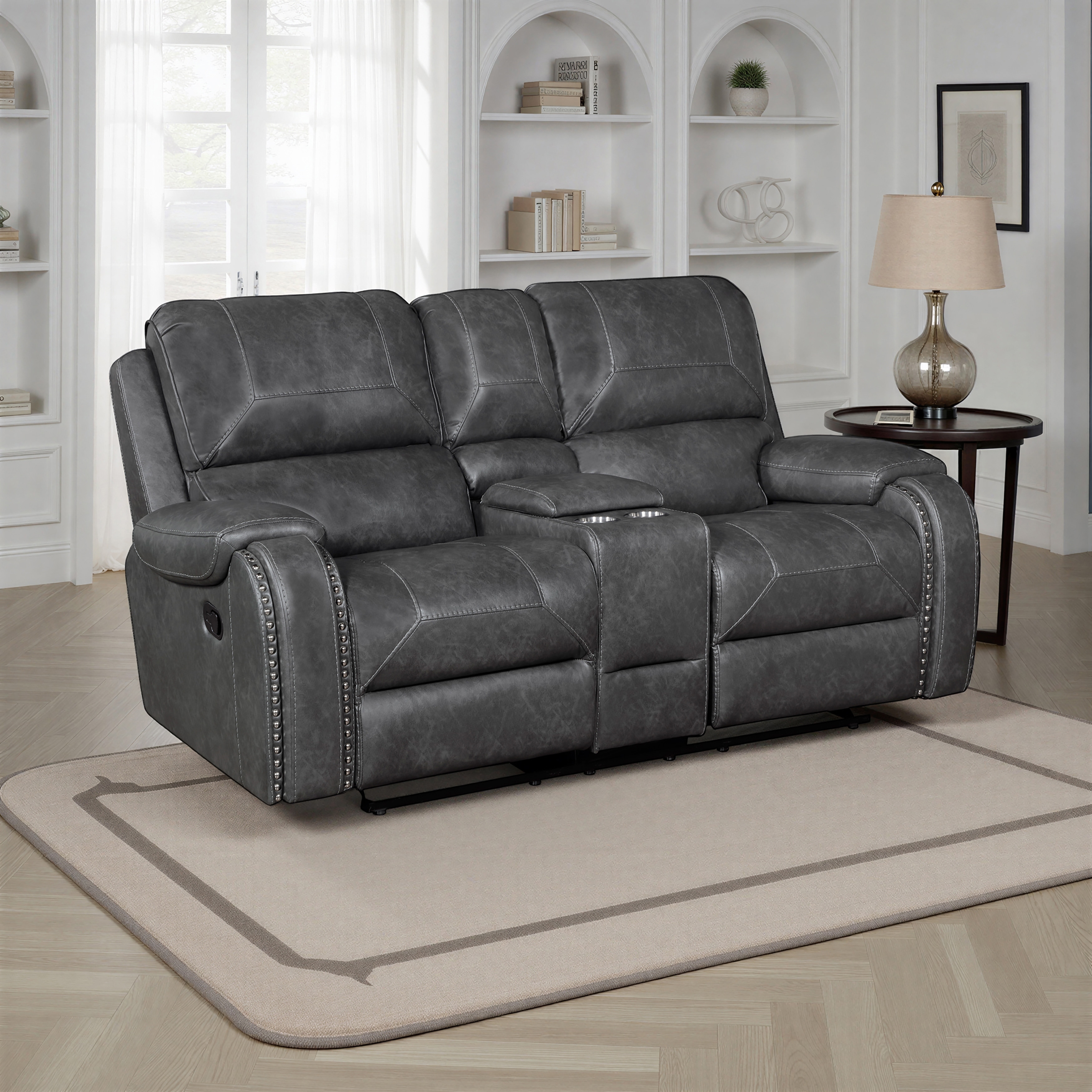 Ashton 76" Faux Leather Manual Double Glider Reclining Loveseat