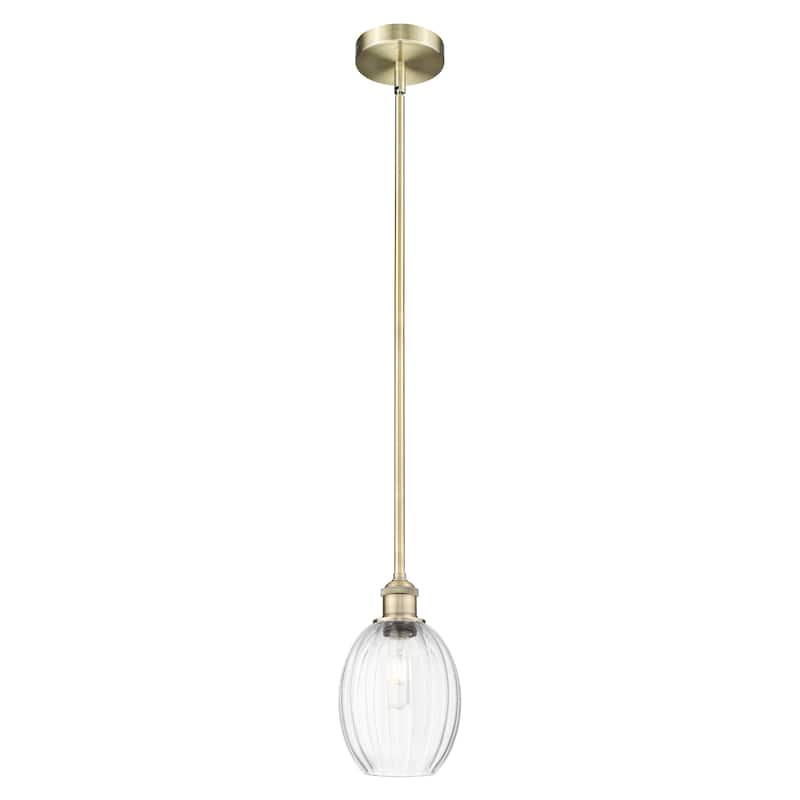 Innovations Lighting Endless Possibilities Edison - Preston - 1 Light 6" Bulb Shade Stem Hung Mini Pendant - Antique Brass/Clear
