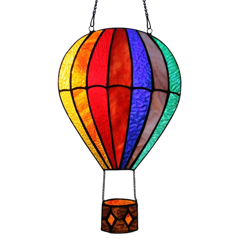 River of Goods Hot Air Balloon River of Goods Multicolored Stained Glass Window Panel - 7.5" x 0.25" x 11"